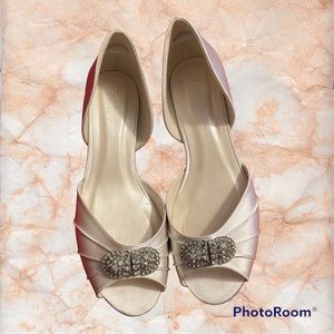 Ivory satin slide in shoe